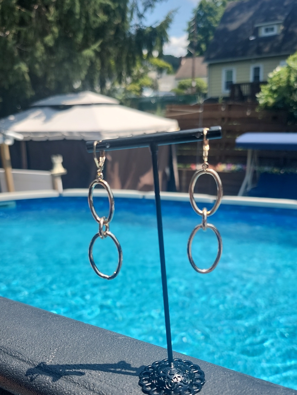 Joan Rivers Shiny Gold Double Oval Drop Earrings